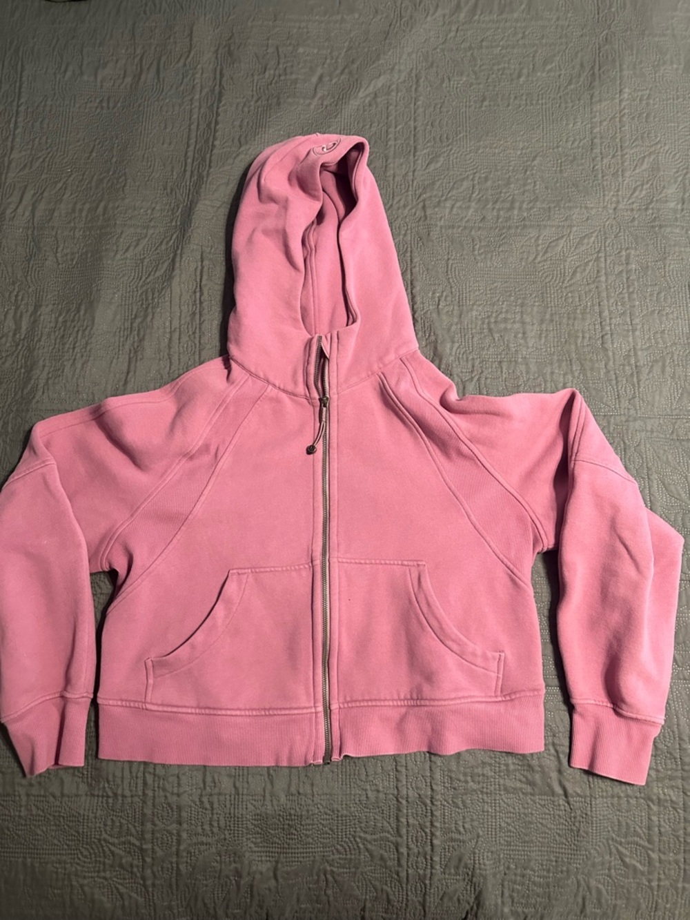 lululemon athletica Cropped Pink Zip-Up Hooded Sweatshirt